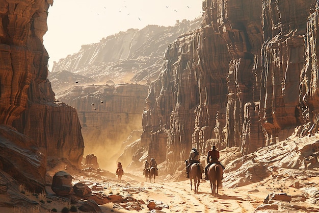 Explore the rugged grandeur of a desert canyon as generative ai