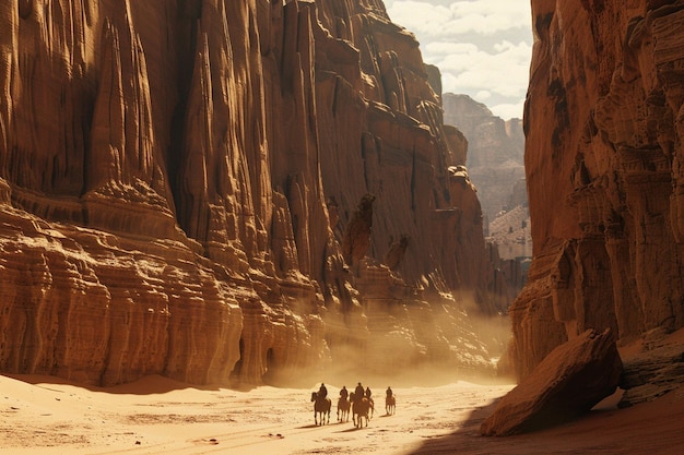 Explore the rugged grandeur of a desert canyon as generative ai