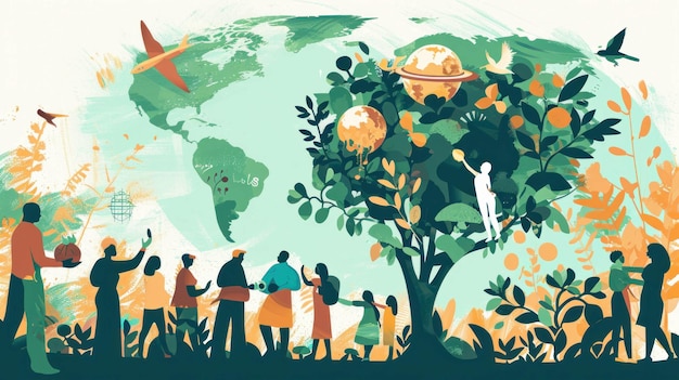 Explore the tapestry of human history in this vector illustration celebrating diversity cooperation