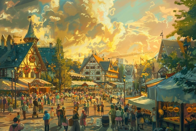 Explore the use of colors in depicting Oktoberfest generative ai