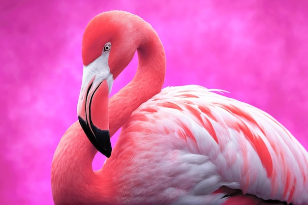 Explore the vibrant beauty of a flamingo masterpiece with fluid fuchsia and coral strokes AI Generated