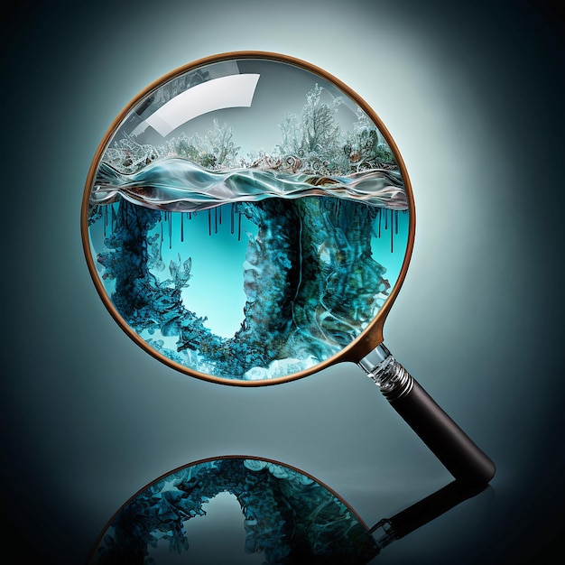 Explore the water with a magnifying glass Generative AI