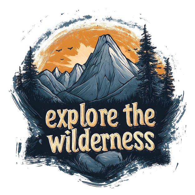 Photo explore the wilderness mountain range graphic t shirt design