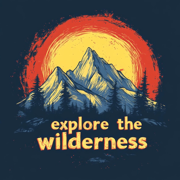 Photo explore the wilderness mountain range sunset graphic design