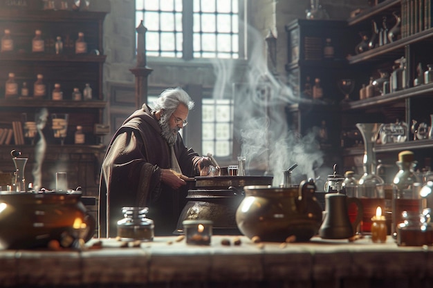 Explore the world of the medieval alchemist as he generative ai