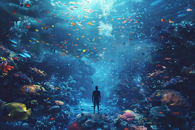 Photo explorer gazing at a mesmerizing underwater world