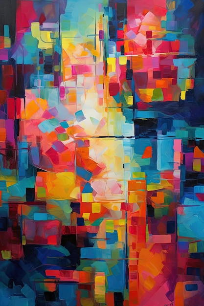 Exploring the Balance Between Order and Chaos in a Bold and Bright Abstract Painting