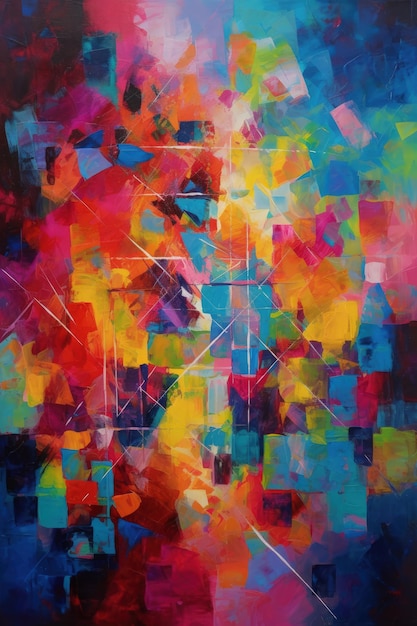 Exploring the Balance Between Order and Chaos in a Bold and Bright Abstract Painting