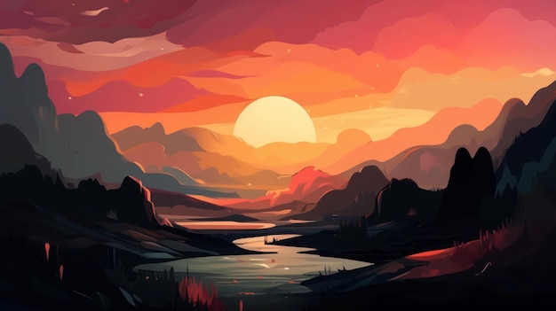 Exploring the beauty of a mountain landscape in vibrant colors