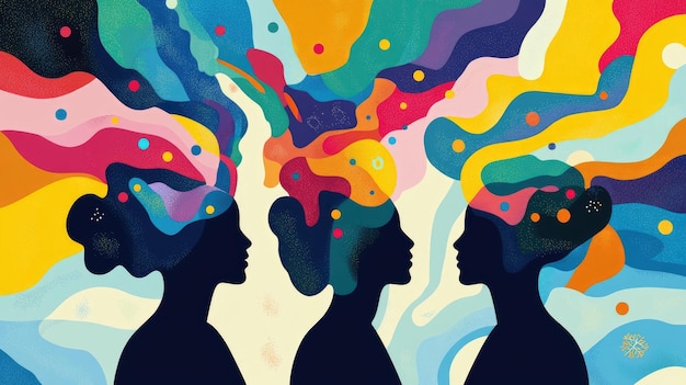 Exploring Emotions Silhouettes with Colorful Thought Bubbles for Mental Wellness