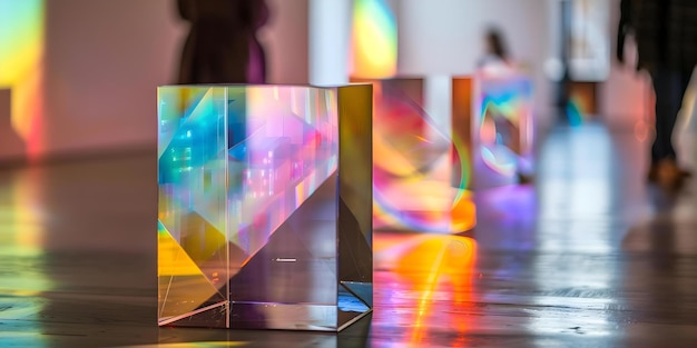 Photo exploring the fascinating phenomenon of prisms and light refraction through an interactive exhibit concept light refraction prisms interactive exhibit optical illusions science and art