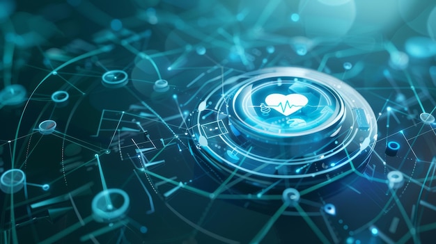 Photo exploring futuristic heart technology and the integration of comprehensive data systems