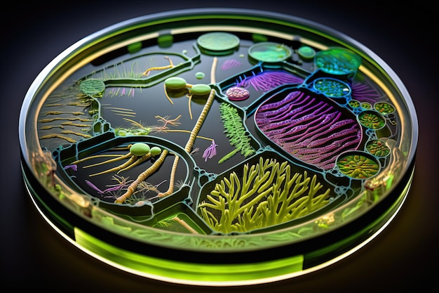 Exploring the Hidden World of Microorganisms Stunning Macro CloseUps of Bacteria and Virus Cells in a Scientific Laboratory Petri Dish Generative AI