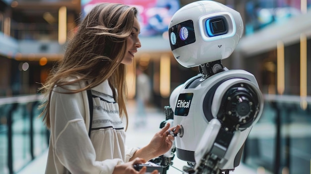 Exploring human interaction with an advanced ai robot in a futuristic laboratory setting aig