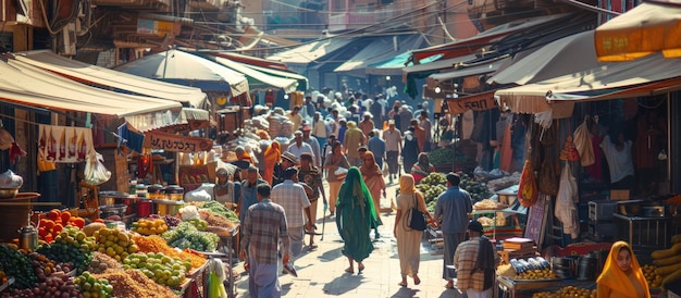 Exploring India39s Busy Traditional Street MarketsquotquotHustle and Bustle generative AI