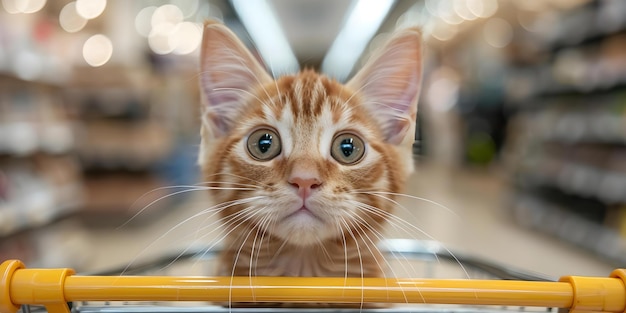 Exploring a Mall for Pet Photography Ginger Cat Enjoying a Shopping Trip Concept Pet Photography Mall Exploration Ginger Cat Shopping Trip Fun and Playful