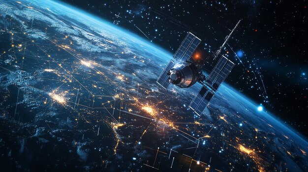 Photo exploring satellite technology in space understanding how satellites orbit earth for global communication and observation