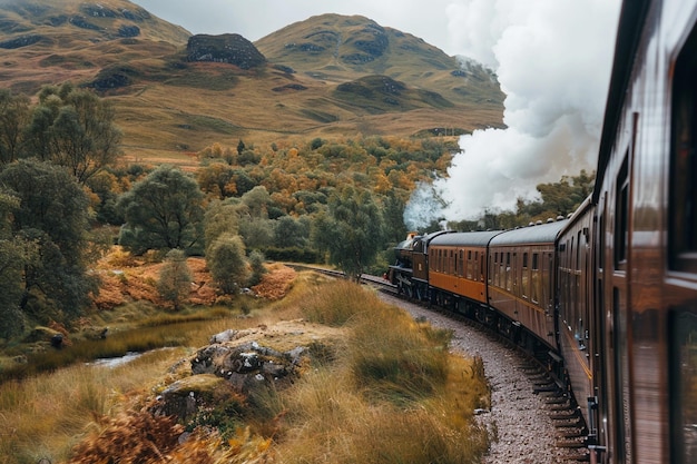 Exploring the Scottish Highlands by train ar generative ai