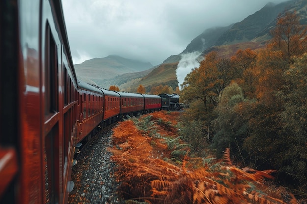 Exploring the Scottish Highlands by train ar generative ai