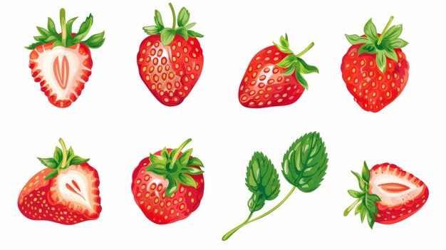 Exploring Strawberries on transparent background