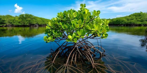 Photo exploring the submerged roots of a mangrove tree concept mangrove ecosystems underwater photography marine biodiversity coastal conservation aquatic plants