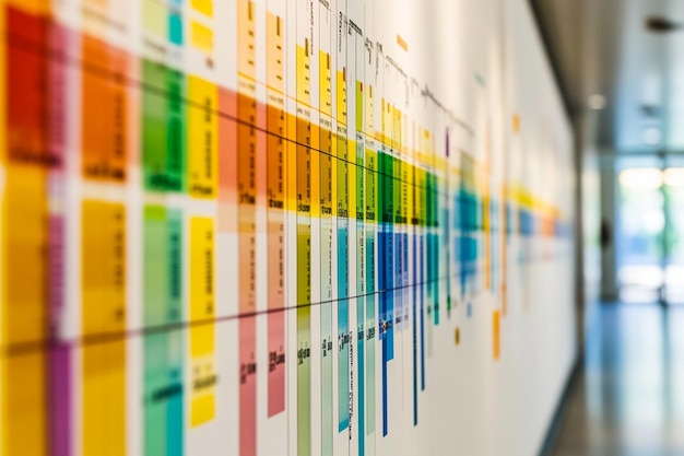 Photo exploring timeline designs with colorcoded categor generative ai