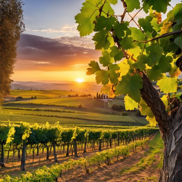 Exploring the Vineyards of Tuscany at Sunset