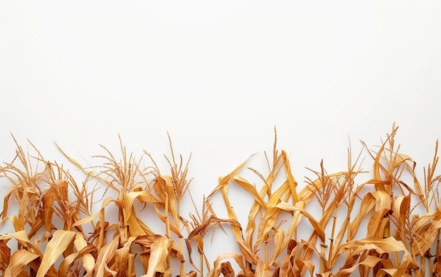 Photo exploring the yield of corn crops on white background