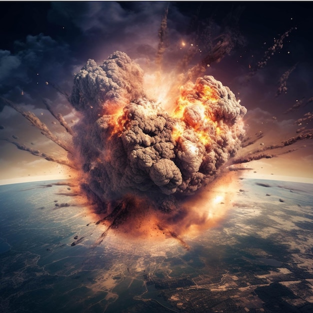 Explosion of atomic bomb 3d illustration Elements of this image furnished by NASA