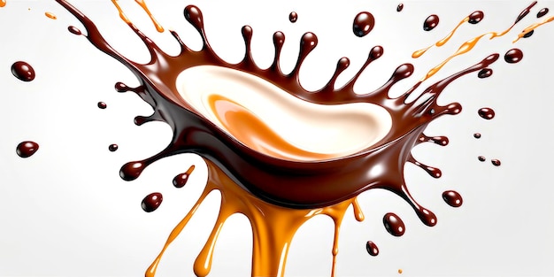 Explosion of caramel splashes with milk