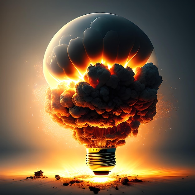 explosion caused by a standard electric lightbulb shot that was taken quickly