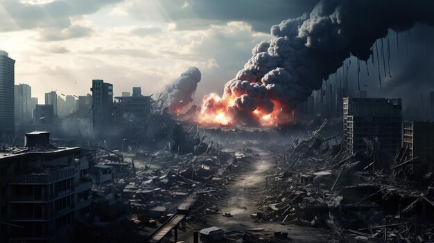 Explosion in the city photo