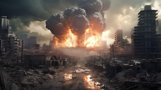 Explosion in the city photo