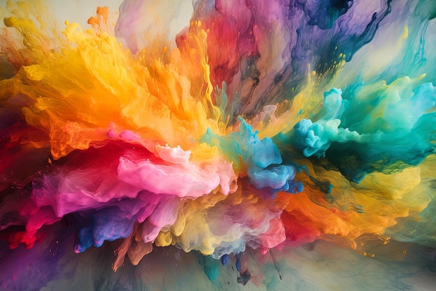 Explosion of color paint or powder abstract colorful background illustration generative AI