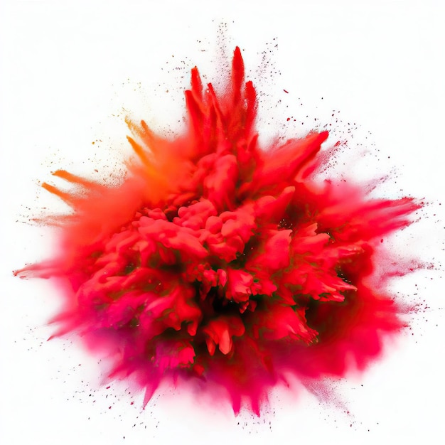 The explosion of colored powder is isolated on white background Abstract background Generative AI