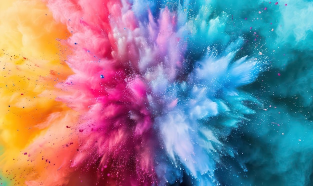 Explosion of colored powder isolated on black background Colored powder explosion