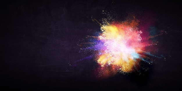 Explosion of colored powder or paint. Mixed media