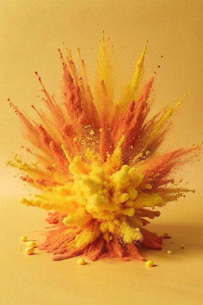 Explosion of Colored Powder on White Background