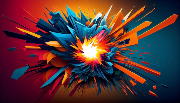 The explosion of colorful energy that radiates from the center of the image Generative AI Illustration