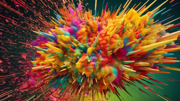 Explosion of colorful paint streaks created with generative ai