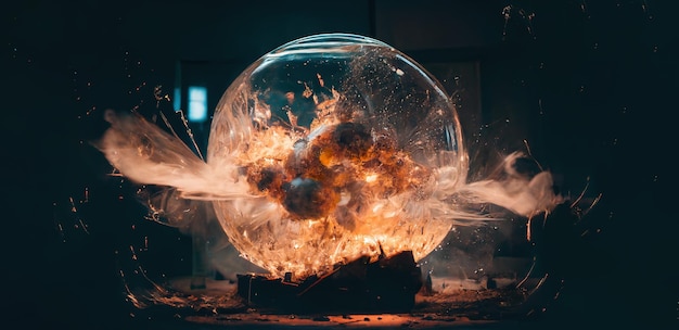 Explosion inside a glass orb Generative AI