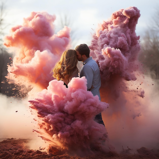 explosion kissing couple