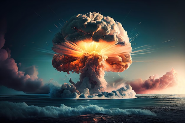 Explosion nuclear bomb in ocean Generative Ai