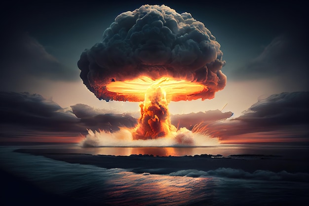 Explosion nuclear bomb in ocean Generative Ai