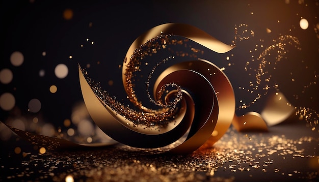 Explosion and swirl of gold sparkles background generative ai