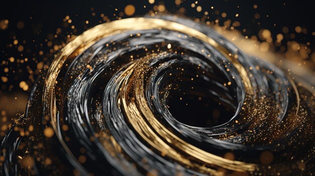 Explosion and swirl of gold sparkles background generative ai