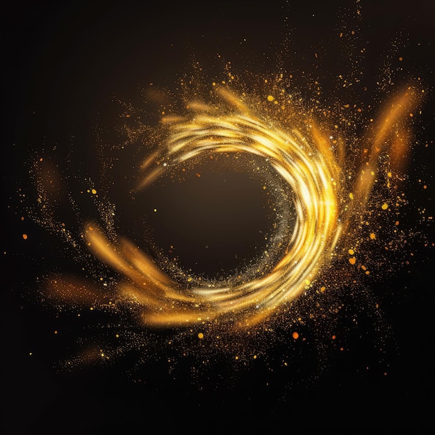 Explosion and swirl of gold sparkles background generative ai