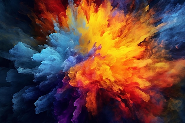 an explosion of vibrant colors merging and swirling AI generated