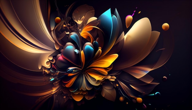 Explosive crazy abstraction of bright saturated watercolor colors on dark background