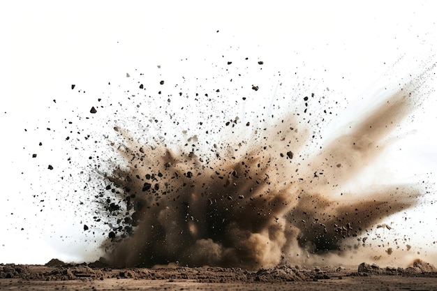 Explosive dirt debris flying impact